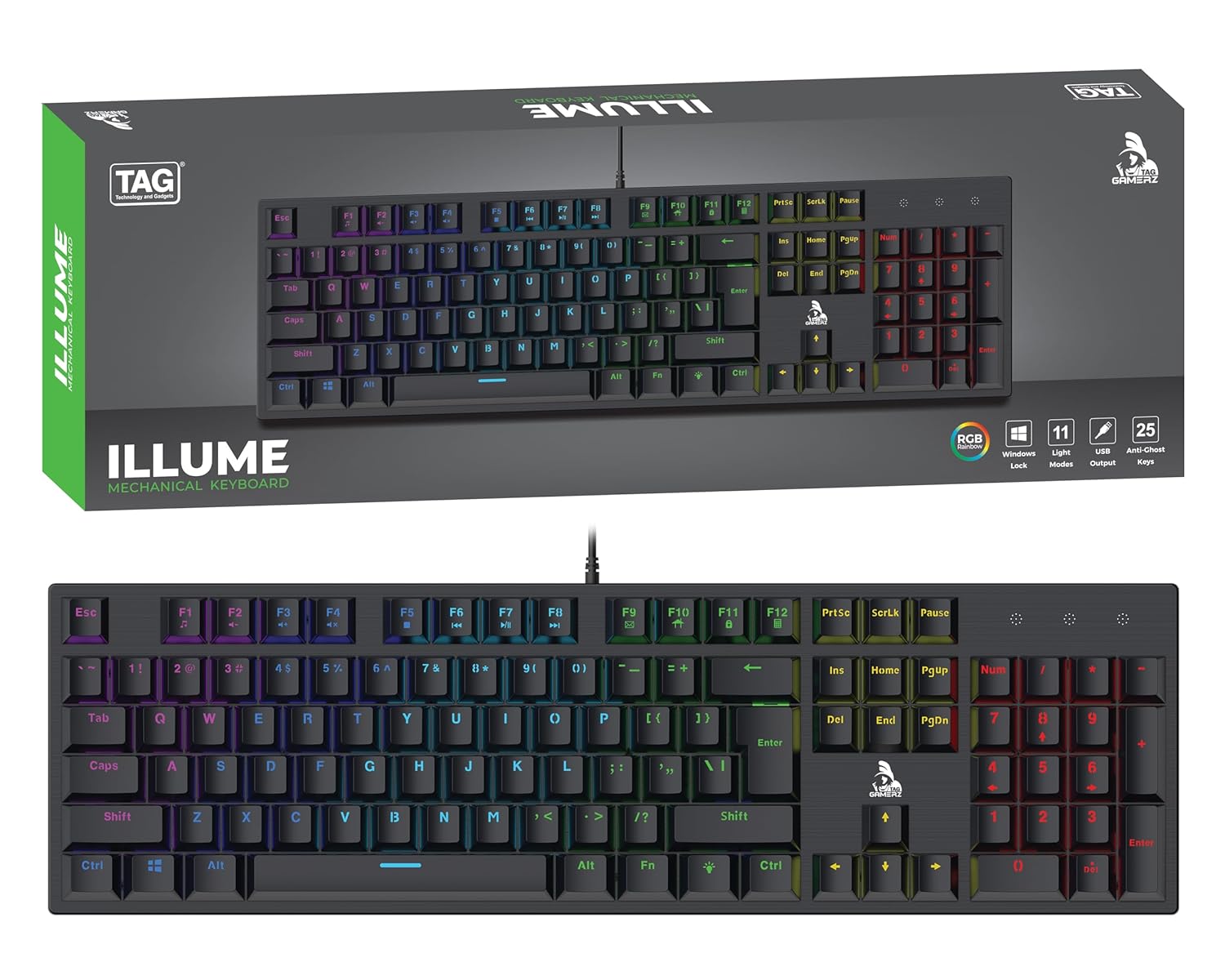 TAG GAMERZ Illume RGB Mechanical Gaming Keyboard (Blue Switches)