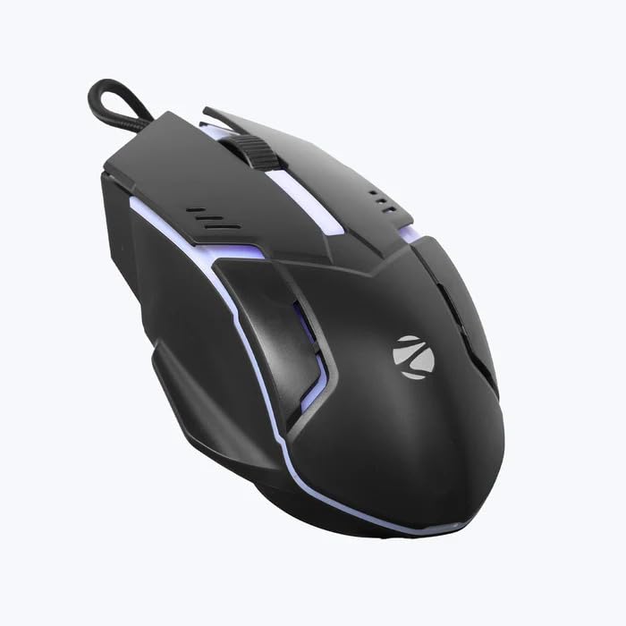 ZEBRONICS Zeb Scorpio Pro with a High-Performance Gold-Plated USB Mouse: 3 Buttons, Multi-Color LED Lights,High-Resolution Sensor with 1.3 metre Braided Cable, and DPI Switch(Black)