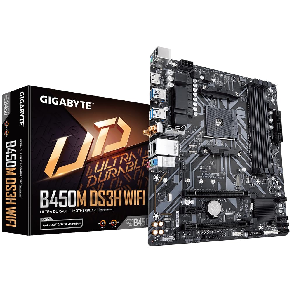 GIGABYTE B450M DS3H WiFi DDR4 AM4 Motherboard | Ryzen Support