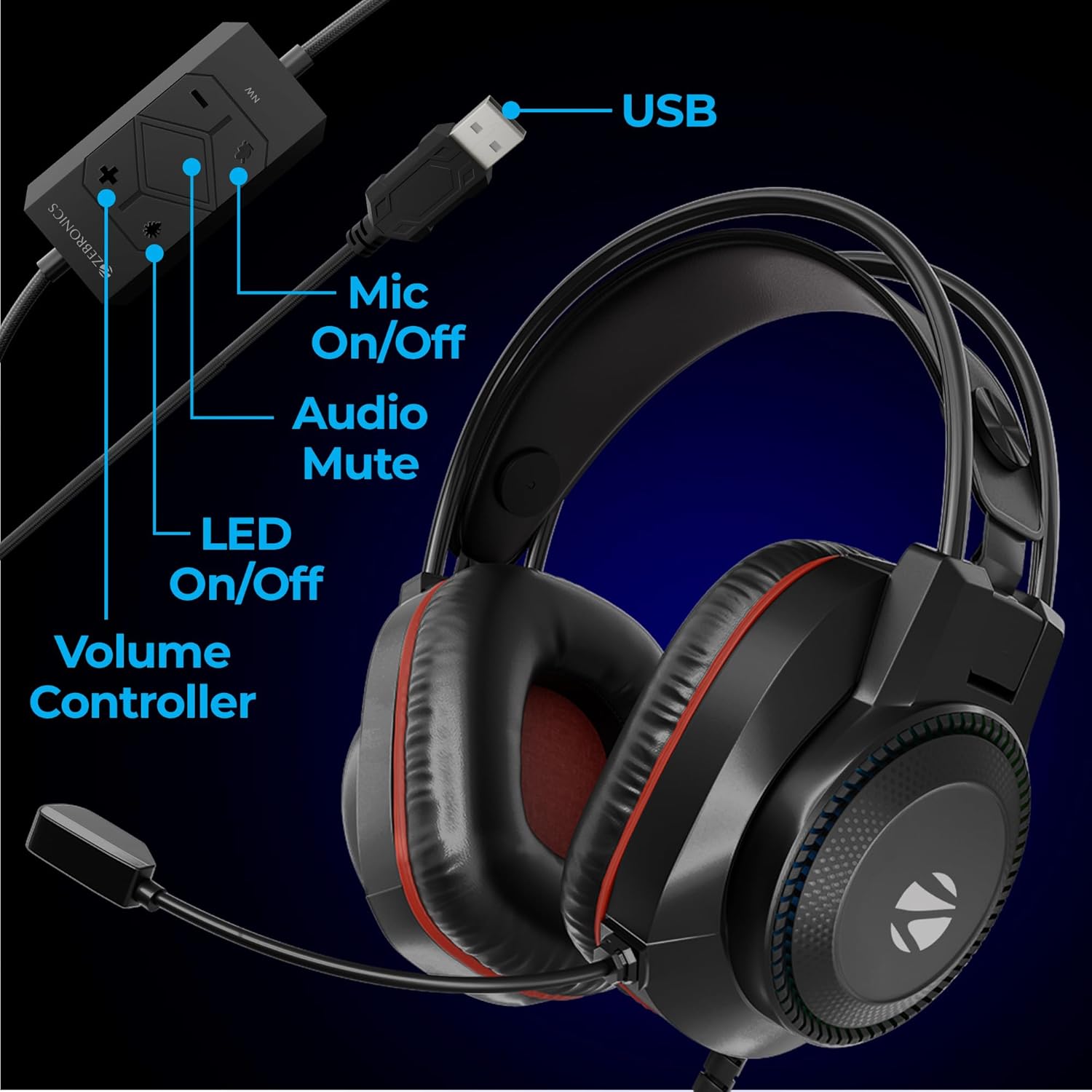 Zebronics Jet 7.1 Wired USB Gaming Headphone