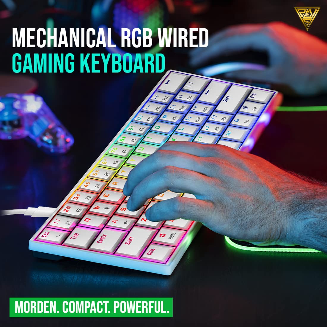 GAMDIAS HERMES E3 White RGB Mechanical Gaming Keyboard (red Switch)