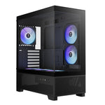 GAMDIAS Aura GC12 ARGB - Panoramic Argb MID-Tower CASE/Gaming Cabinet | 6 Built-in 120mm ARGB Fans, Supports Mini-ITX, Micro-ATX, and ATX, AIO Support Top: 360mm, 280mm/ Side: 240mm/ Rear: 120mm