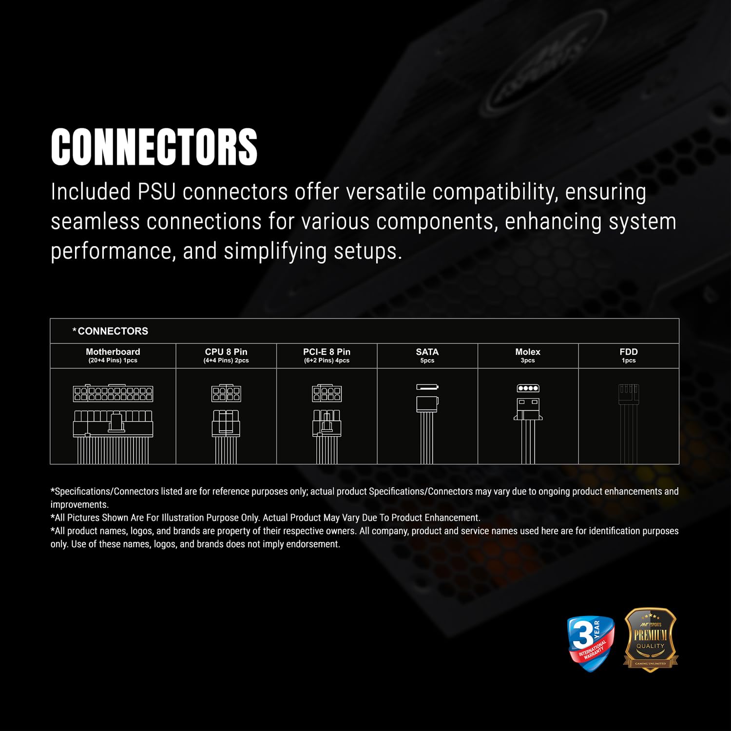 Ant Esports FG850V 850W Power Supply ATX PSU