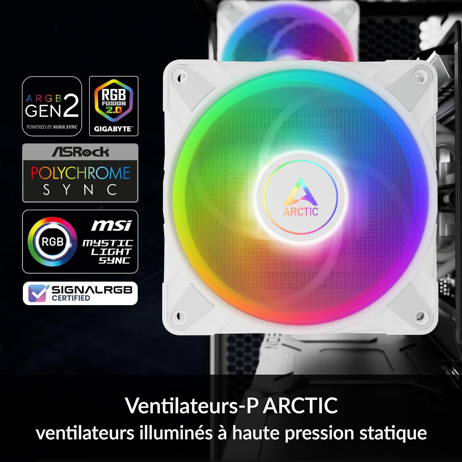 ARCTIC Freezer 36 A-RGB -(White) Tower CPU Cooler with Push-Pull, Two Pressure-optimised 120 mm P Fans and ARGB Lighting, Fluid Dynamic Bearing, 200–2000 RPM, 4 Heatpipes, incl. MX-6 Thermal Compound