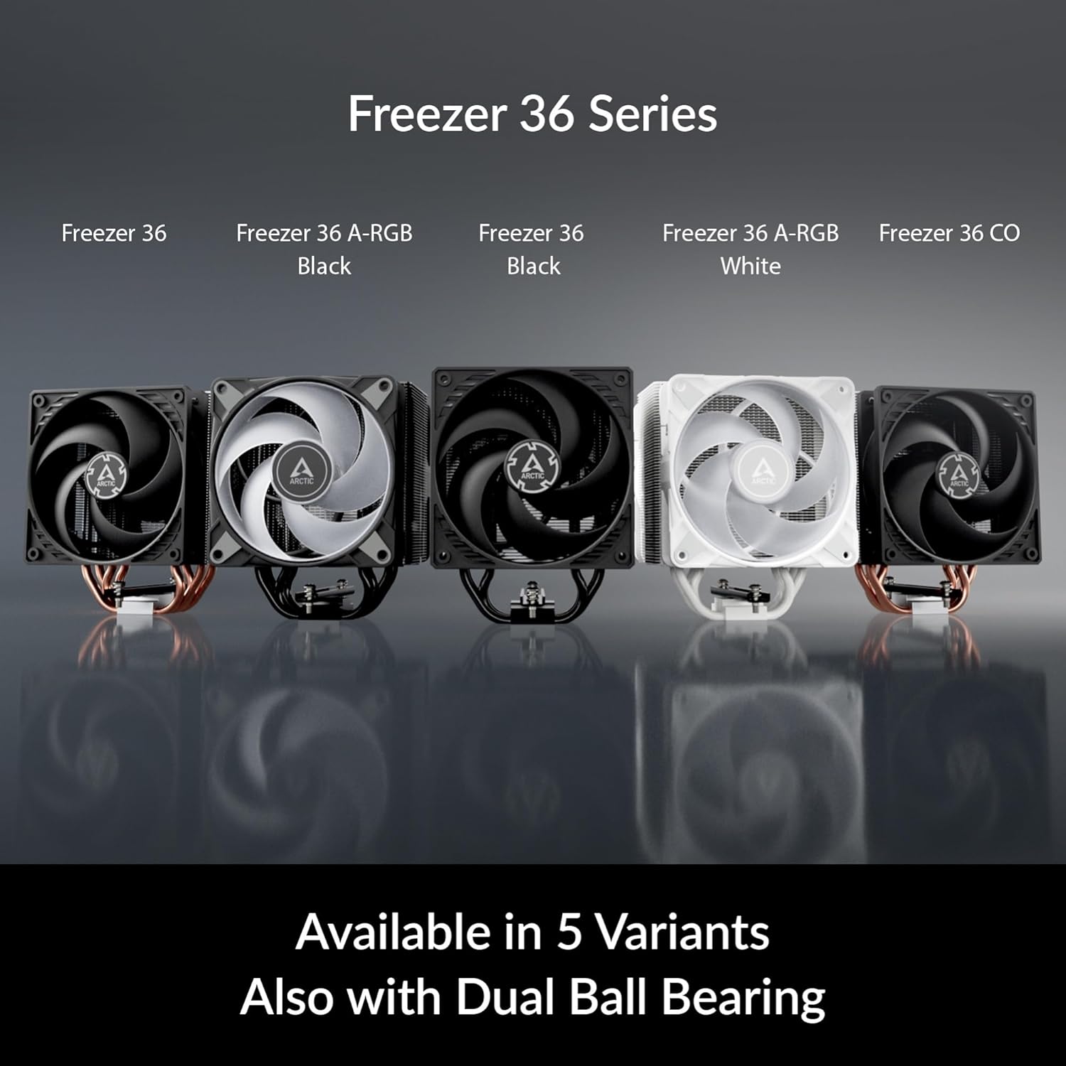 ARCTIC Freezer 36 A-RGB (Black)- CPU Cooler with Push-Pull, Two Pressure-optimised 120 mm P Fans and ARGB Lighting, Fluid Dynamic Bearing, 200–2000 RPM, 4 Heatpipes, incl. MX-6 Thermal Compound