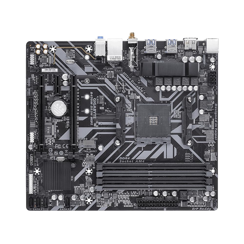 GIGABYTE B450M DS3H WiFi DDR4 AM4 Motherboard | Ryzen Support
