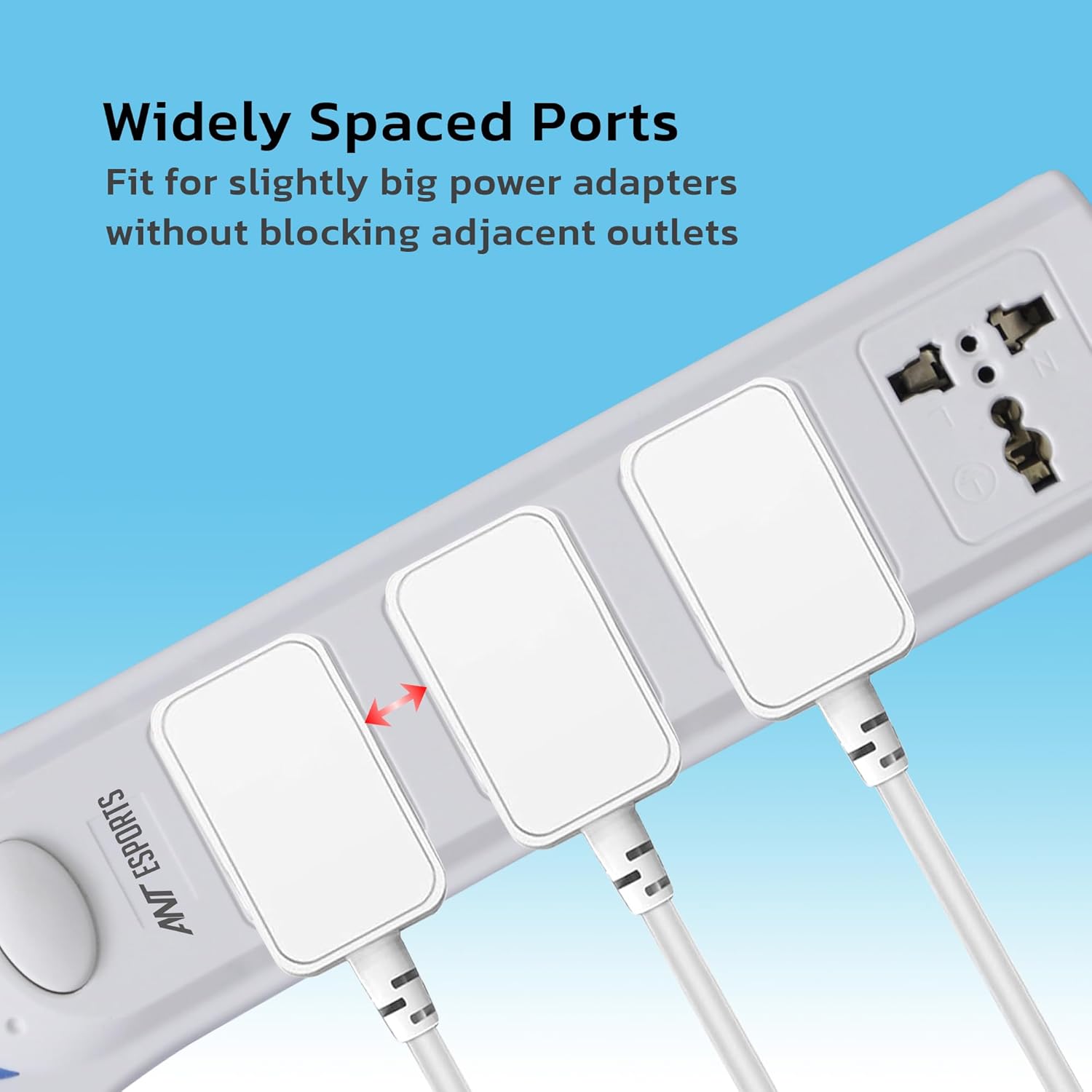 Ant Esports PS400 Power Strip with 4 Universal Socket (White) Power Strip