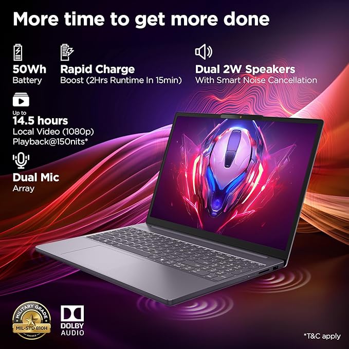 Lenovo IdeaPad Slim 3 14th Gen Intel Core 5 210H 15.3 inch (38.8cm) WUXGA IPS Laptop (24GB RAM/1TB SSD/Windows 11/Office Home 2024/Backlit Keyboard/1Yr ADP Free/Grey/1.6Kg), 83K4004VIN