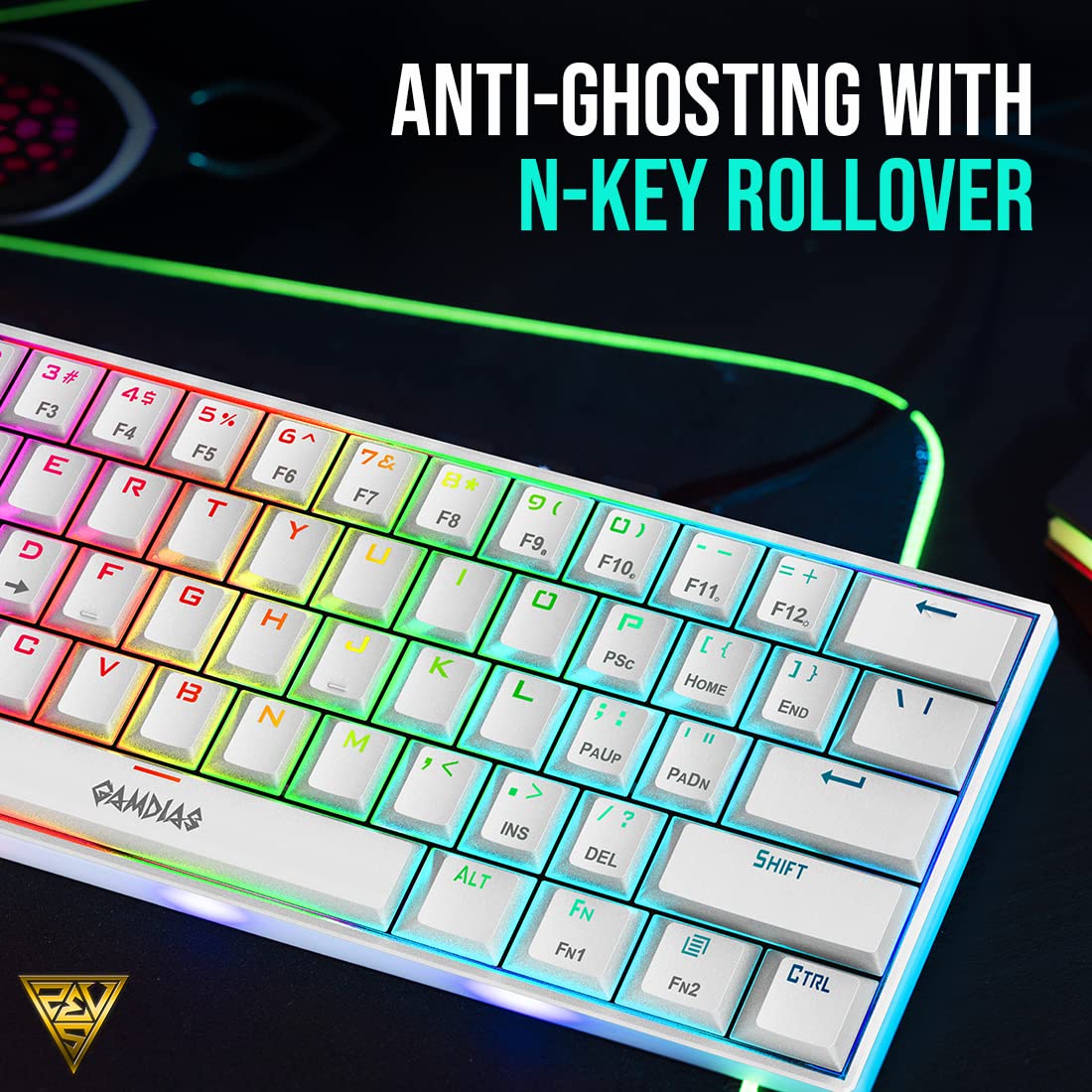 GAMDIAS HERMES E3 White RGB Mechanical Gaming Keyboard (red Switch)