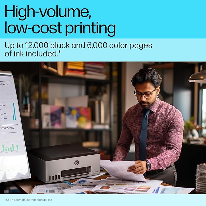 HP Smart Tank 580 All-in-One WiFi Colour Printer | 1 Extra Black Ink Bottle | 1+1 Year Extended Warranty on Registration| Up to 8000 Black & 6000 Colour Prints I Print,Scan & Copy for Office/Home