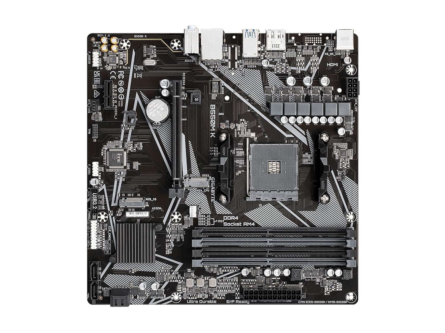GIGABYTE B550M K DDR4 AM4 Motherboard | Ryzen Support