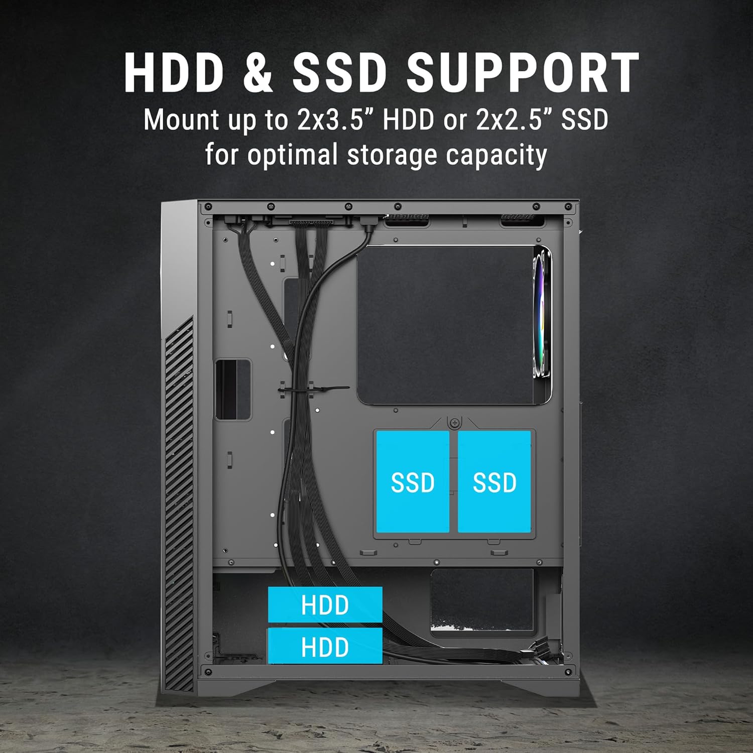 Ant Esports ICE- 270G 6F Mid-Tower ATX Computer Gaming Cabinet with Pre-Installed 6 Static RGB Fans