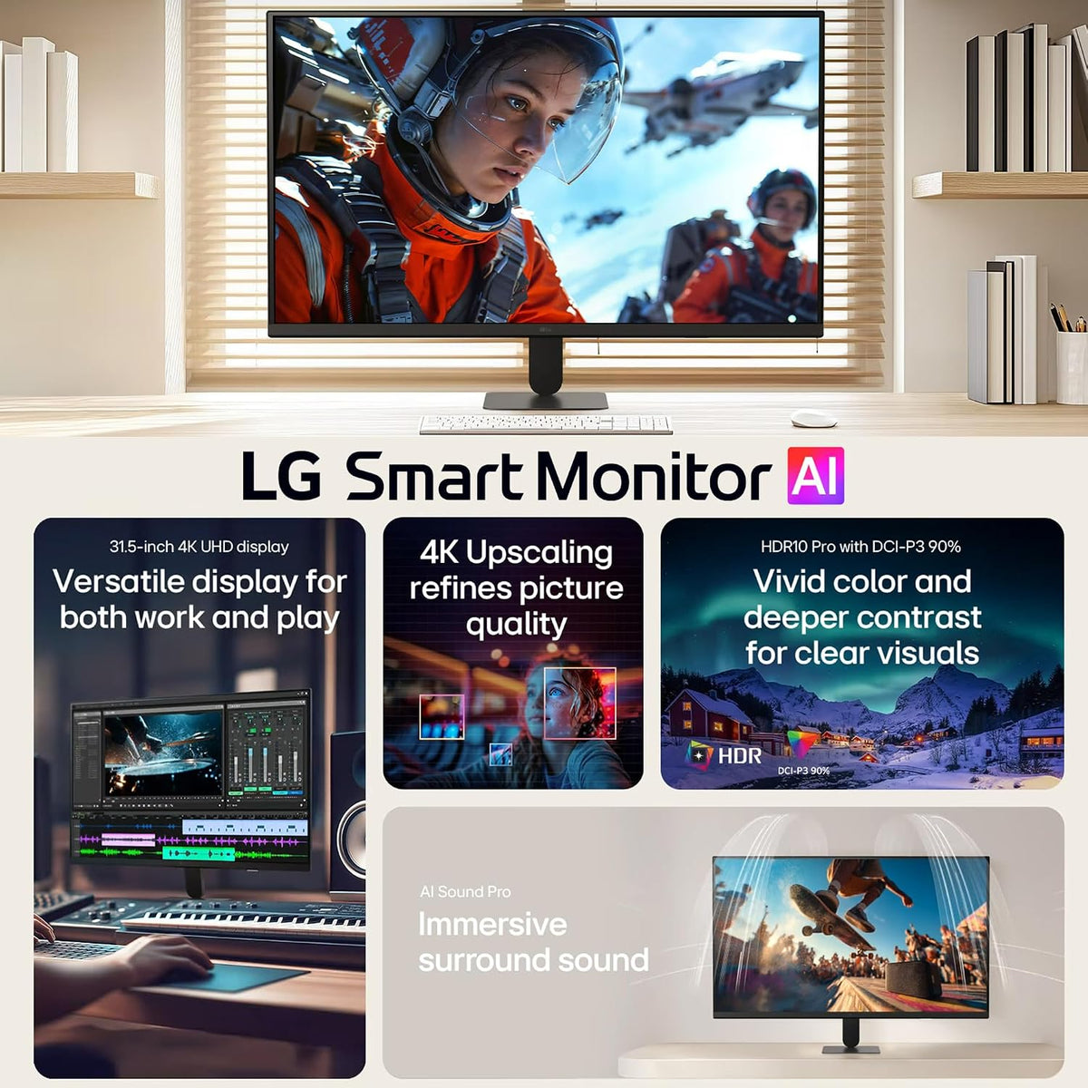 LG 32U701SB 32 Inch 4K UHD Smart Monitor