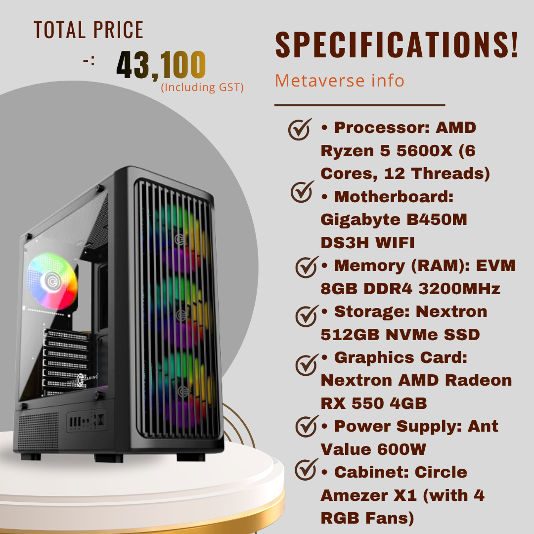 AMD Ryzen 5 5600X Gaming PC (RX 550 4GB, WiFi, 512GB NVMe)