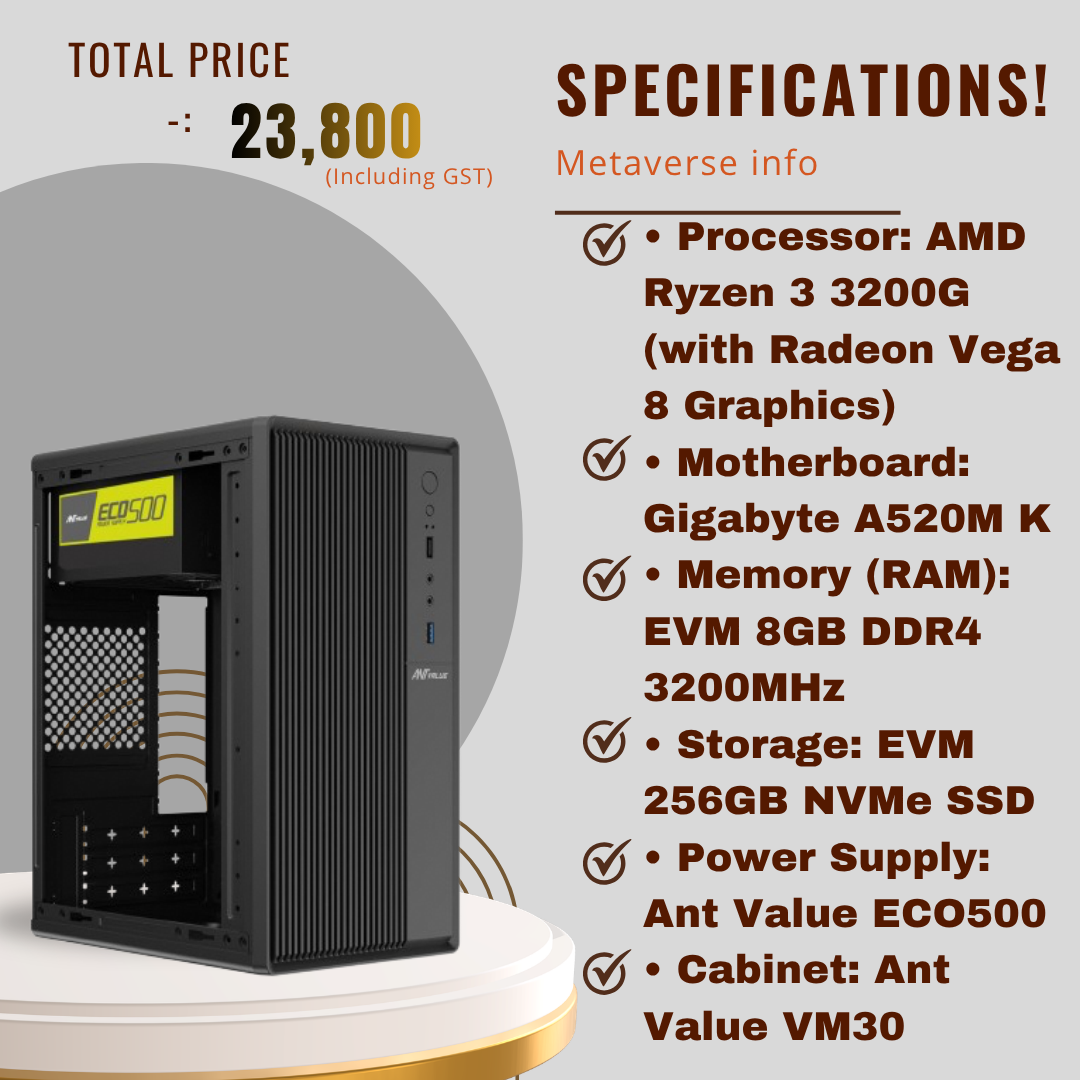 AMD Ryzen 3 Starter PC Build (8GB RAM, 256GB SSD)