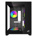 ICEMASTER Dynamite Mid-Tower Computer Case/Gaming Cabinet | Supports Micro-ATX, Mini-ITX | Pre-Installed 2 Side Fans, 1 Rear ARGB Fan & 2 Bottom Fans (Black)