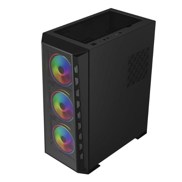 ICEMASTER Frosty Computer Case/Gaming Cabinet| Supports ATX, Micro-ATX, ITX, Motherboard | Pre- Installed 4 x 120mm ARGB Fans (Black)