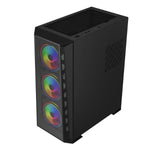 ICEMASTER Frosty Computer Case/Gaming Cabinet| Supports ATX, Micro-ATX, ITX, Motherboard | Pre- Installed 4 x 120mm ARGB Fans (Black)