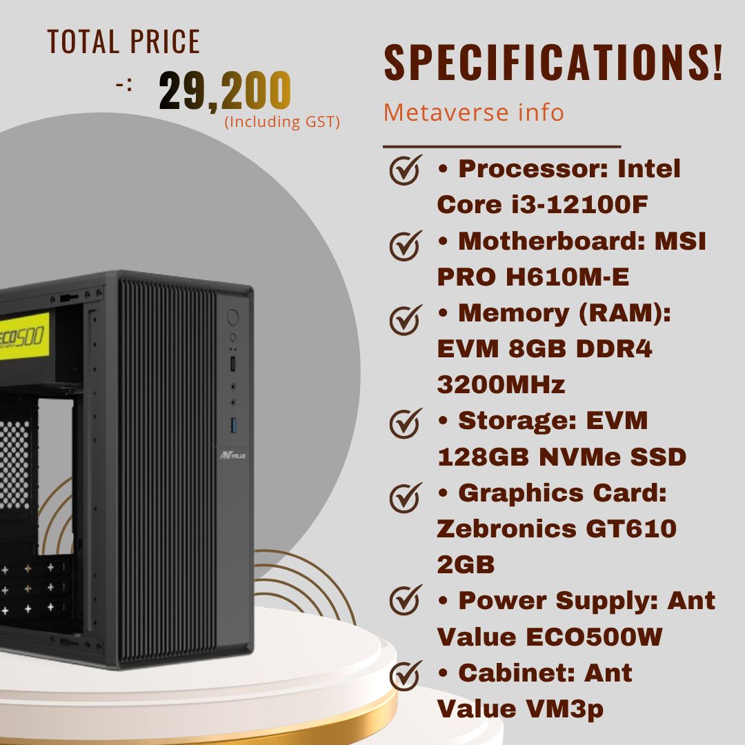 INTEL i3 12100F 12TH GEN PC