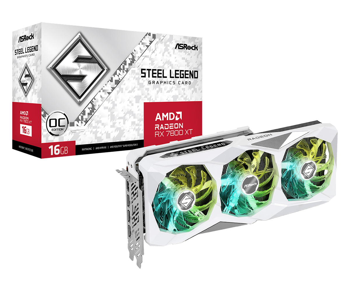 ASRock Radeon RX 7800 XT 16GB GDDR6 Steel Legend OC Graphics Card