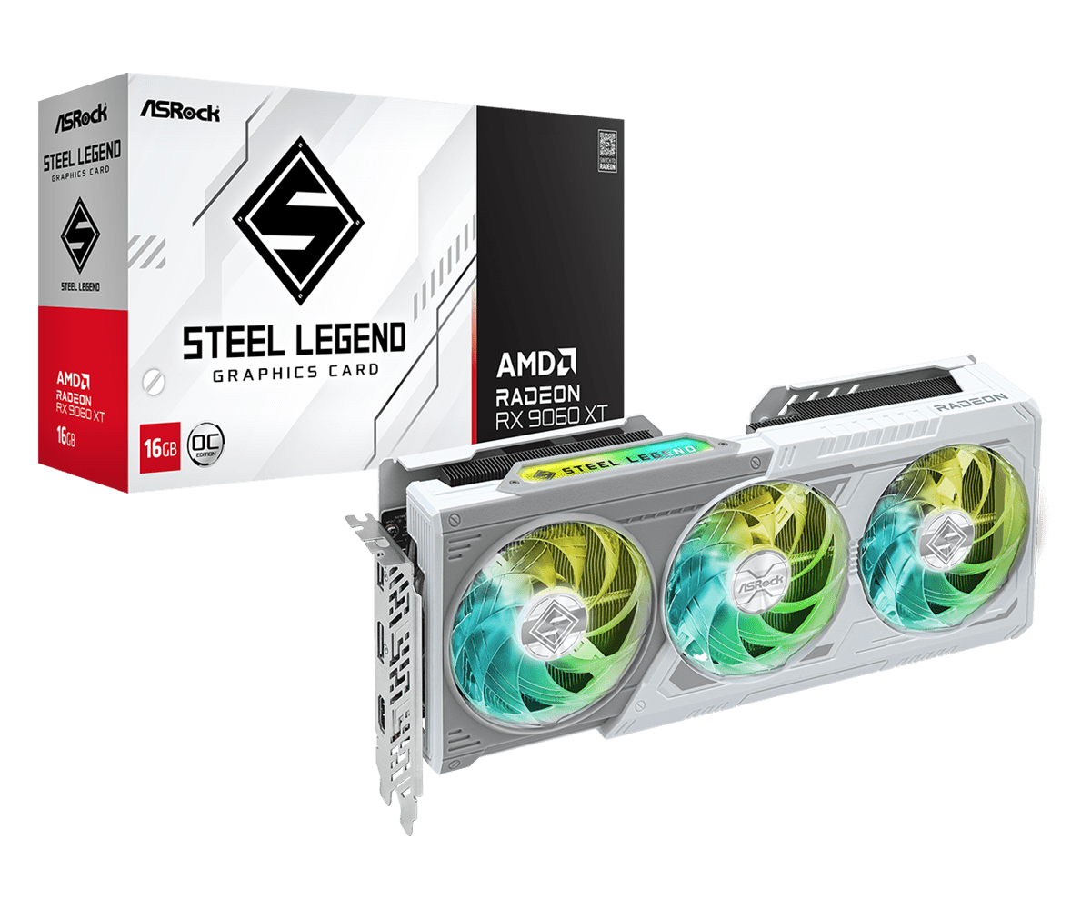 ASRock Radeon RX 9060 XT 16GB GDDR6 Steel Legend Graphics Card