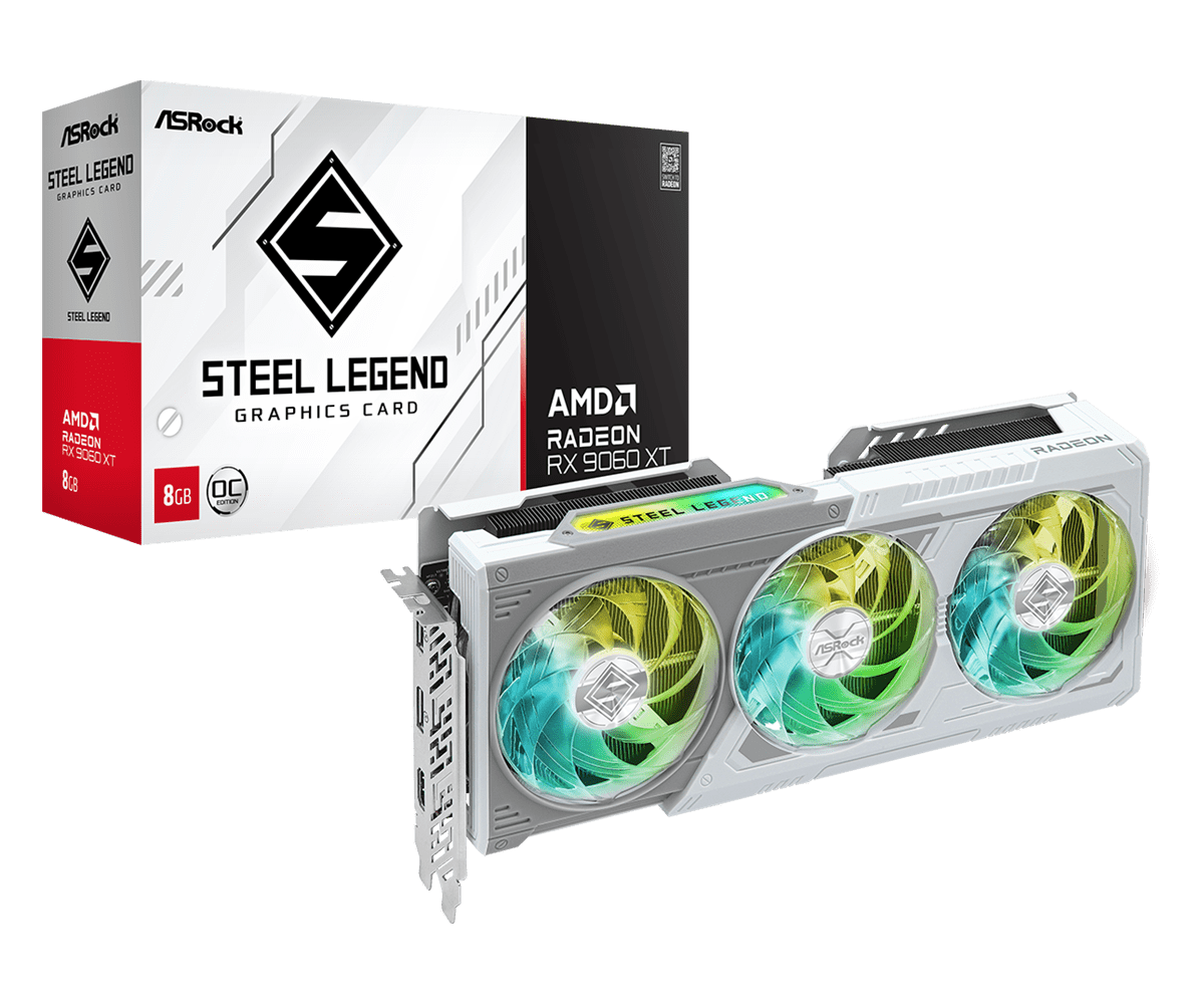ASRock Radeon RX 9060 XT 8GB GDDR6 Steel Legend Graphics Card