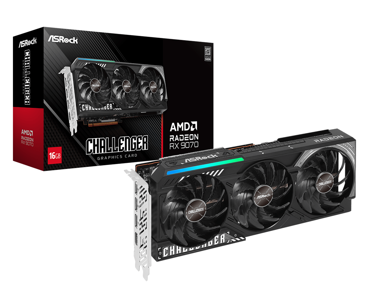 ASRock Radeon RX 9070 16GB GDDR6 Challenger 3F Graphics Card