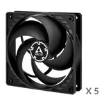 Arctic P12 PWM PST Black Cabinet Fan, 5 Pack