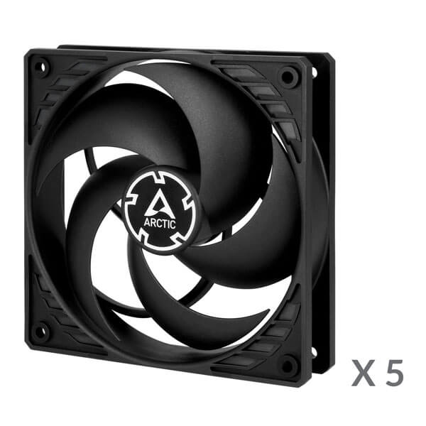Arctic P12 PWM PST Black Cabinet Fan, 5 Pack