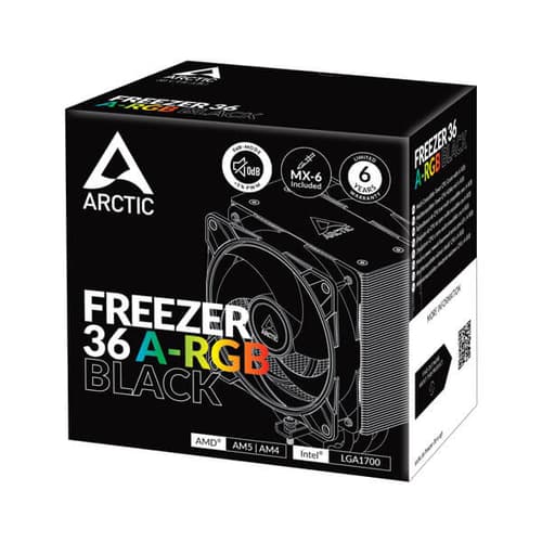 ARCTIC Freezer 36 A-RGB (Black)- CPU Cooler with Push-Pull, Two Pressure-optimised 120 mm P Fans and ARGB Lighting, Fluid Dynamic Bearing, 200–2000 RPM, 4 Heatpipes, incl. MX-6 Thermal Compound