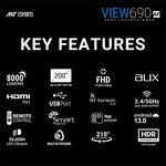 Ant Esports View690 AF Android Smart White Projector